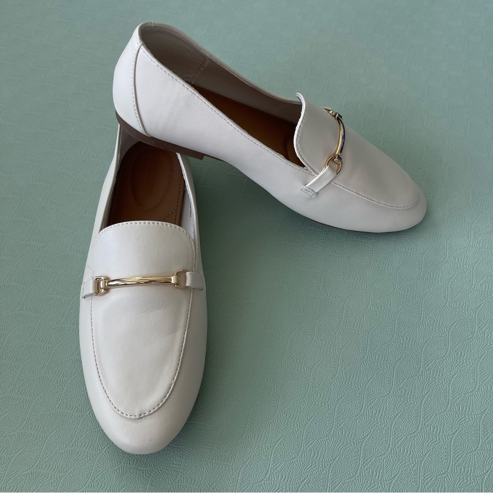 NWT Bone Loafers with Gold Accent